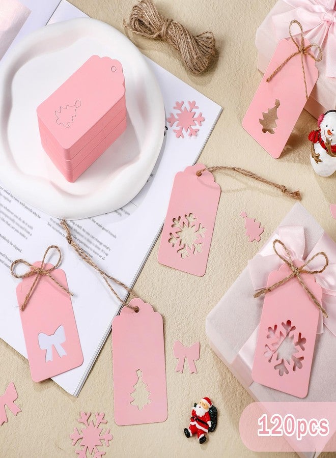 سيفانير مجموعة سيفانر من 120 قطعة من بطاقات هدايا عيد الحب الوردية مع خيط، مقاس 2.2 × 3.7 بوصة، بطاقات ورقية وردية اللون تحمل أسماء عيد الحب، ملصقات معلقة بكميات كبيرة مع فيونكة مجوفة، وزينة على شكل شجرة عيد الميلاد وندفة ثلج، مثالية لتغليف هدايا العطلات والأعمال اليدوية. - Image 3